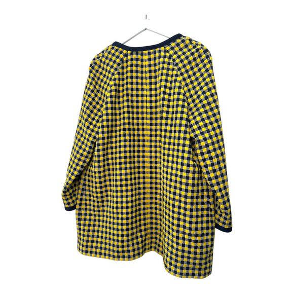 Boden Longline Check Coat Yellow Navy Size 16 - Picture 8 of 10